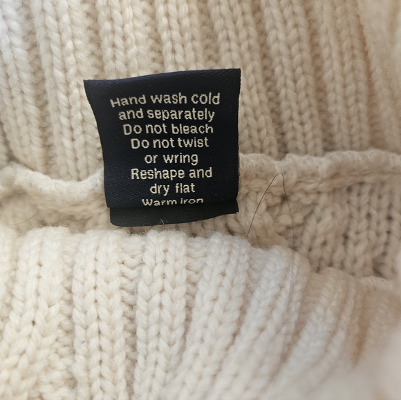 Paul James 100% Wool Cream Cable Knit Wool Sweater Large - Picture 4 of 5